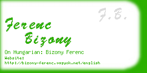 ferenc bizony business card